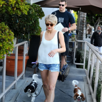 Julianne Hough caught in tiny denim shorts and white top while leaving Cuvee in