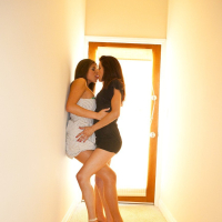 Lesbian lovers Madelyn Marie and Marlena kiss each other passionately