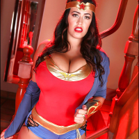 Stunning pornstar with big tits Leanne Crow dose cosplay in her sexy suit