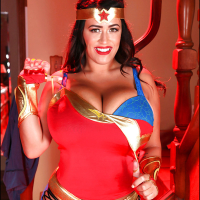Stunning pornstar with big tits Leanne Crow dose cosplay in her sexy suit