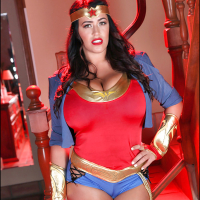 Fatty Leanne Crow uncovering her colossal melons with petite nipples