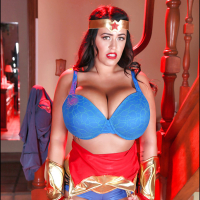 Fatty Leanne Crow uncovering her colossal melons with petite nipples
