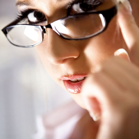 Fully clothed model Carla Cox in stockings gets it doggystyle wearing glasses