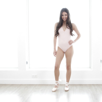 Flexible brunette ballerina solo girl Lucy Doll parting labia lips