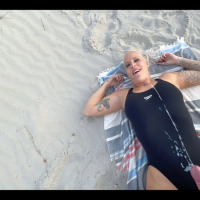 Lara CumKitten Beach Cumshot