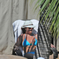 Britney Spears caught in blue bikini