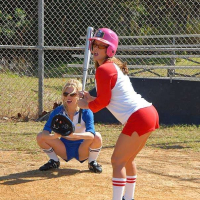 Amazing britney and her red white and blue softball babes get down for some ball