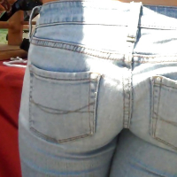 Nice girl in tight ass butt jeans for sure