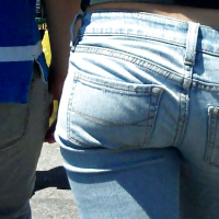 Nice girl in tight ass butt jeans for sure