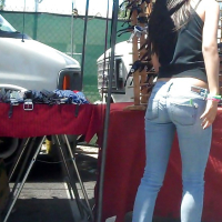 Nice girl in tight ass butt jeans for sure