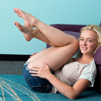 Fresh Nubile Kenze Thomas shows her big tits and soft shaved pussy