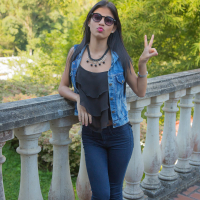 Latina Denisse Gomez strips off pantyhose and panties