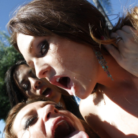 Slutty babe with big tits Carmen McCarthy gets bukkaked outdoor
