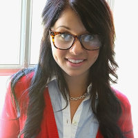 Glasses on round face of cute girl Madelyn Monroe stress her tiny tits