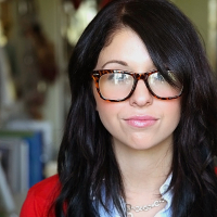 Glasses on round face of cute girl Madelyn Monroe stress her tiny tits
