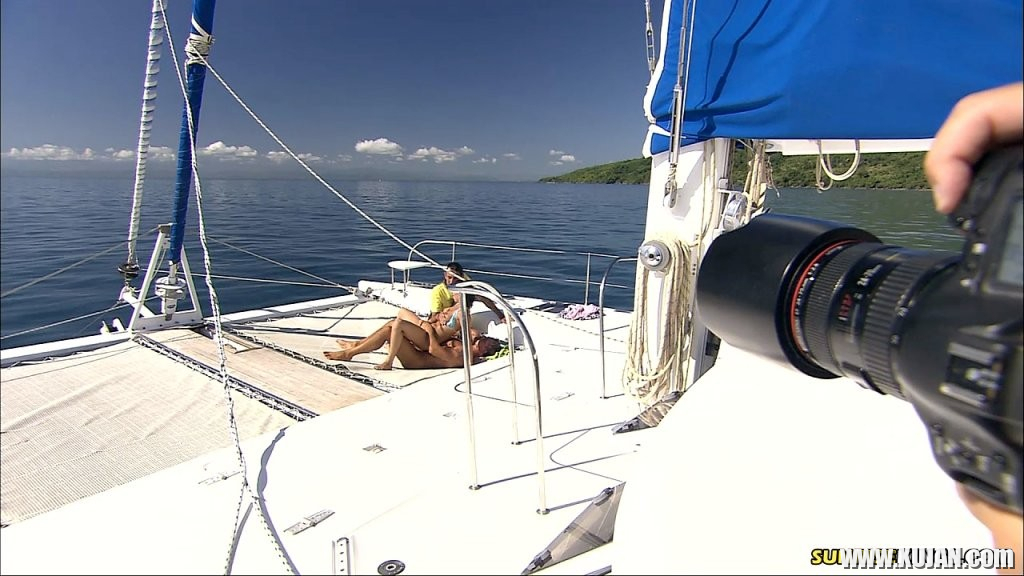 Busty double penetrated on the deck of a yacht - Photo #1539250