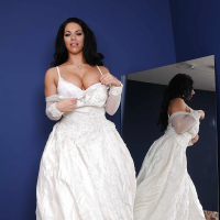 Steaming hot bride in stockings Bella Reese uncovering her gorgeous curves