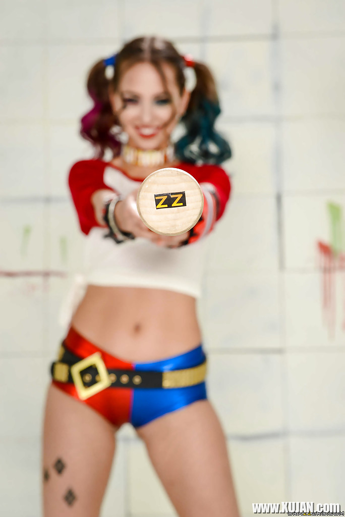 Cosplay attired model Riley Reid exposing tiny tits in pigtails and heels - Photo #1549357