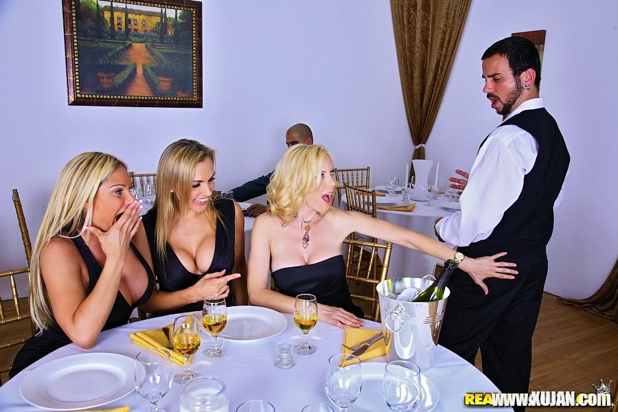 Tanya Tate and her girlfriends dominating a waiter - Photo #1557993