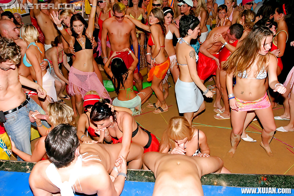 Seductive babes in bikinis are into hardcore groupsex at the wild party - Photo #1559236