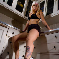 Sexy Lynn Pops takes off her new black hot Lingerie