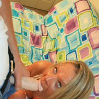 Lascivious blonde MILF gives a blowjob and gets bukkaked
