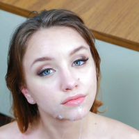 Euro schoolgirl Aurora Belle removes glasses to take cumshot in mouth