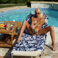 Ivana Sugar fucking a big Cucumber next to a Pool