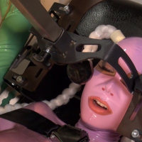 Horny Latex Lara getting pleased with toys by two friends