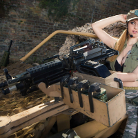 Pornstar Stella Cox letting big natural tits loose from military garb
