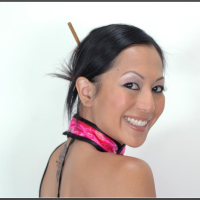 Lascivious asian lady Gianna Lynn strips completely nude and spreads