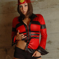 Busty babe Sweet Krissy is so hot that she needs a fire extinguisher