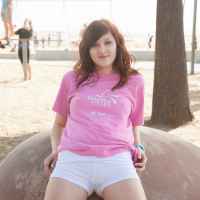 Teen teasing at beach