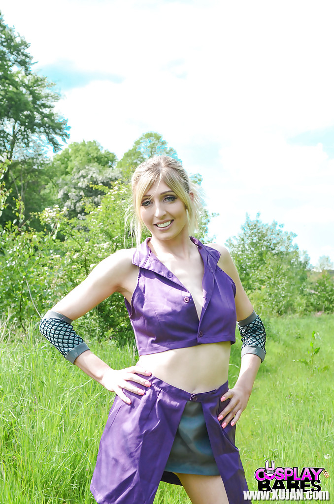 Kinky blonde babe Jessica Jensen playing around in a ninja outfit - Photo #1617902