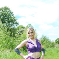 Kinky blonde babe Jessica Jensen playing around in a ninja outfit