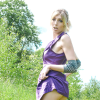 Kinky blonde babe Jessica Jensen playing around in a ninja outfit