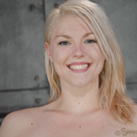 Ella Nova is rope bound in spread to a pole and black cock fucked