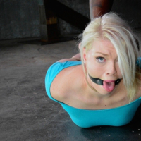 Ella Nova platina blonde in blue dress bound in rope her ass spanked