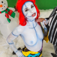 Cosplay girl Joanna Angel getting cum on big tits after doggystyle fuck
