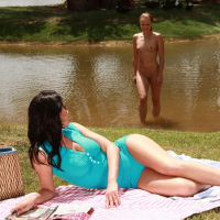 Monica and Dana hook up for some hot lesbian pussy tasting on the beach