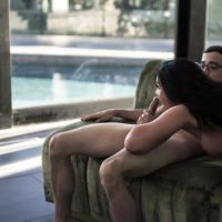 Cock hungry bitch Sheena Ryder sucks and fucks by a huge window