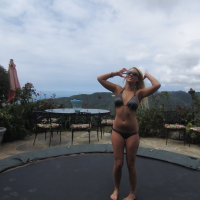 Curvy teen blonde with big jugs Alexis Monroe slipping off her bikini