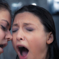 Patritcy A and Talia Mint take a hot shower together in Inhibition