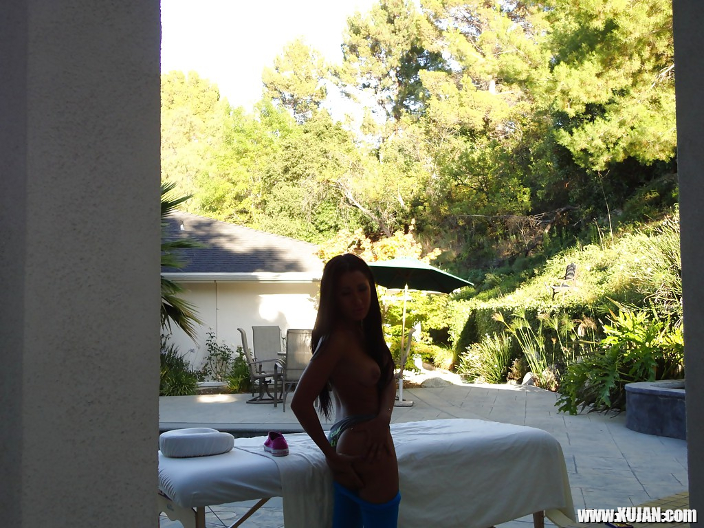 Asian beauty Amia Miley peels off yoga clothes before sleeping on massage bed - Photo #1645865