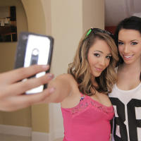 Lesbians teens Ella Milano and Callie Cyprus are making selfies