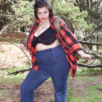 Busty Brunette BBW Betty in the forest