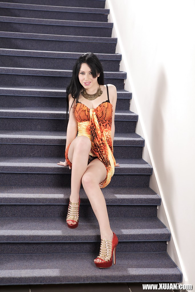 European solo girl Luna Ora flashing upskirt panties in high heels - Photo #1649377