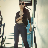 Gorgeous Elizabeth Marxs showing her big tits on the stairs