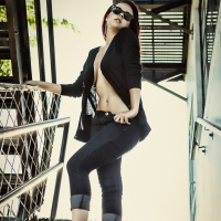 Gorgeous Elizabeth Marxs showing her big tits on the stairs