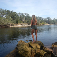 blonde desire goes topless by campfire and nonnude public shoot near river